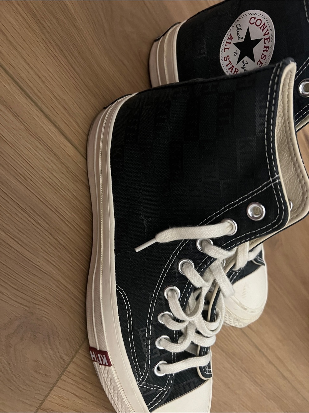 Converse Black and Cream High-Top Sneakers